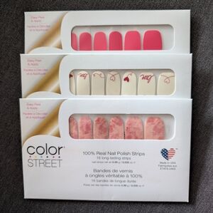 COLOR STREET NAIL POLISH STRIPS MANICURE BUNDLE SHADES OF LOVE SET OF 3 NEW